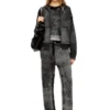 m-honorine Reverse-print knitted wool track pants