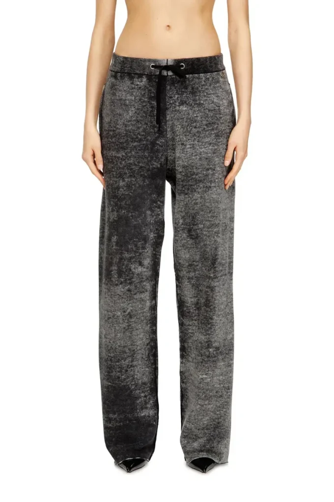 m-honorine Reverse-print knitted wool track pants