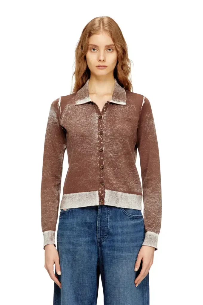 m-loren Cardigan with faded reverse print