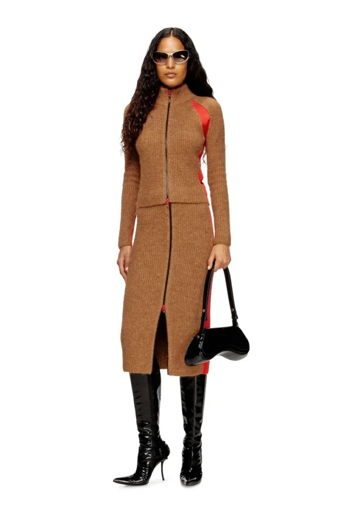 m-louise Alpaca-blend cardigan with contrast inserts