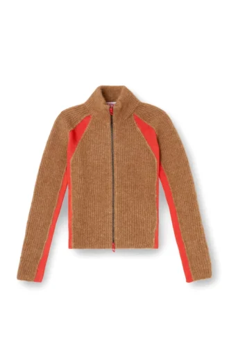 m-louise Alpaca-blend cardigan with contrast inserts