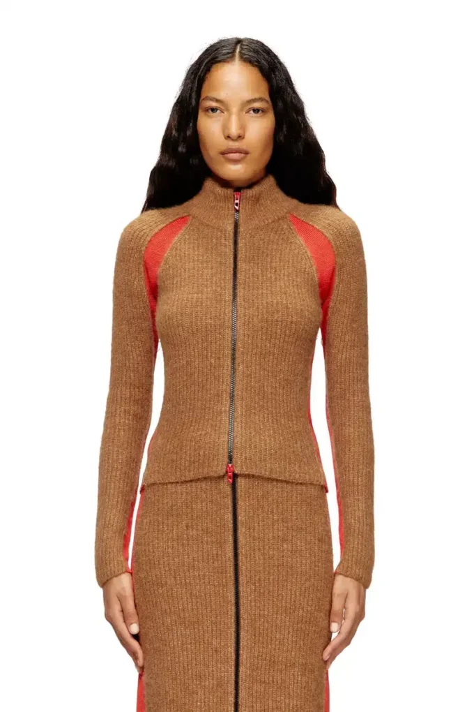 m-louise Alpaca-blend cardigan with contrast inserts