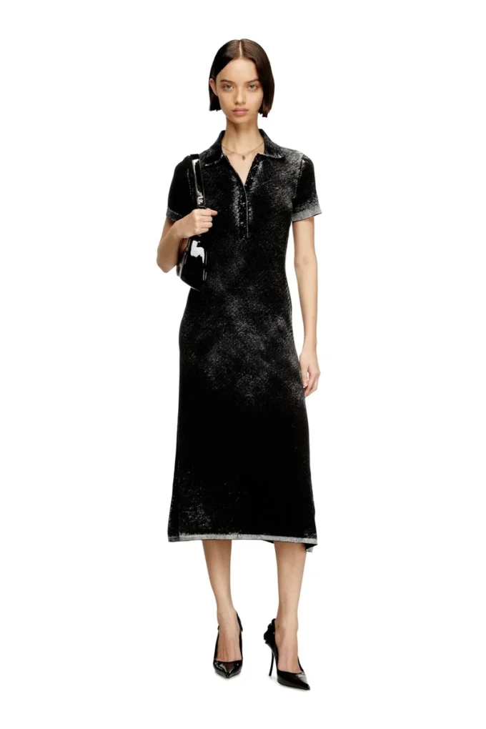 m-lourens Midi polo dress in reverse-printed knit