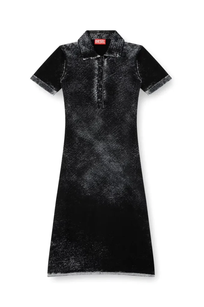 m-lourens Midi polo dress in reverse-printed knit