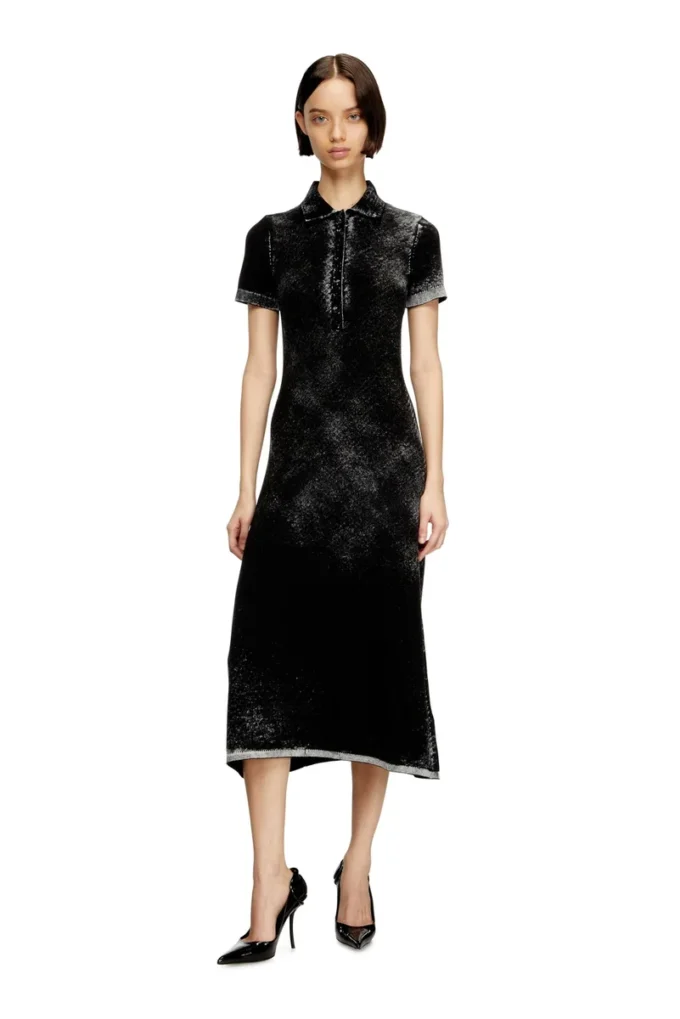 m-lourens Midi polo dress in reverse-printed knit