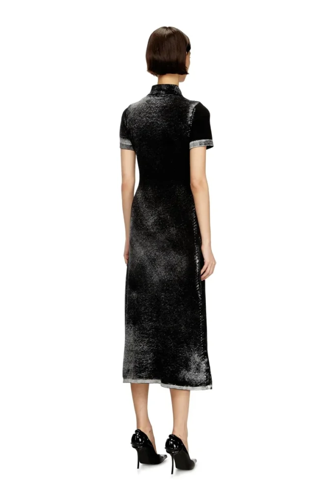 m-lourens Midi polo dress in reverse-printed knit