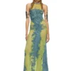 m-magias Long dress in devoré metallic knit