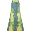 m-magias Long dress in devoré metallic knit