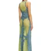 m-magias Long dress in devoré metallic knit