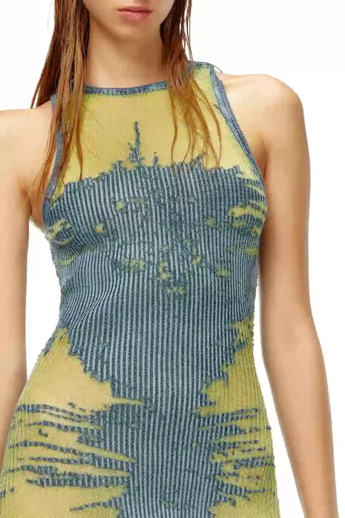 m-magias Long dress in devoré metallic knit