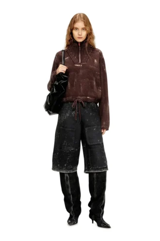m-marcellette Half-zip jumper with distressed effect