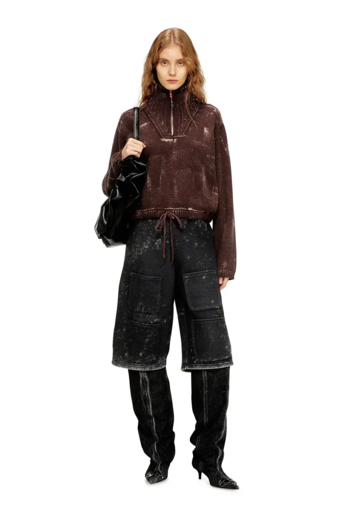 m-marcellette Half-zip jumper with distressed effect
