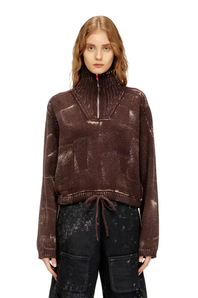 m-marcellette Half-zip jumper with distressed effect