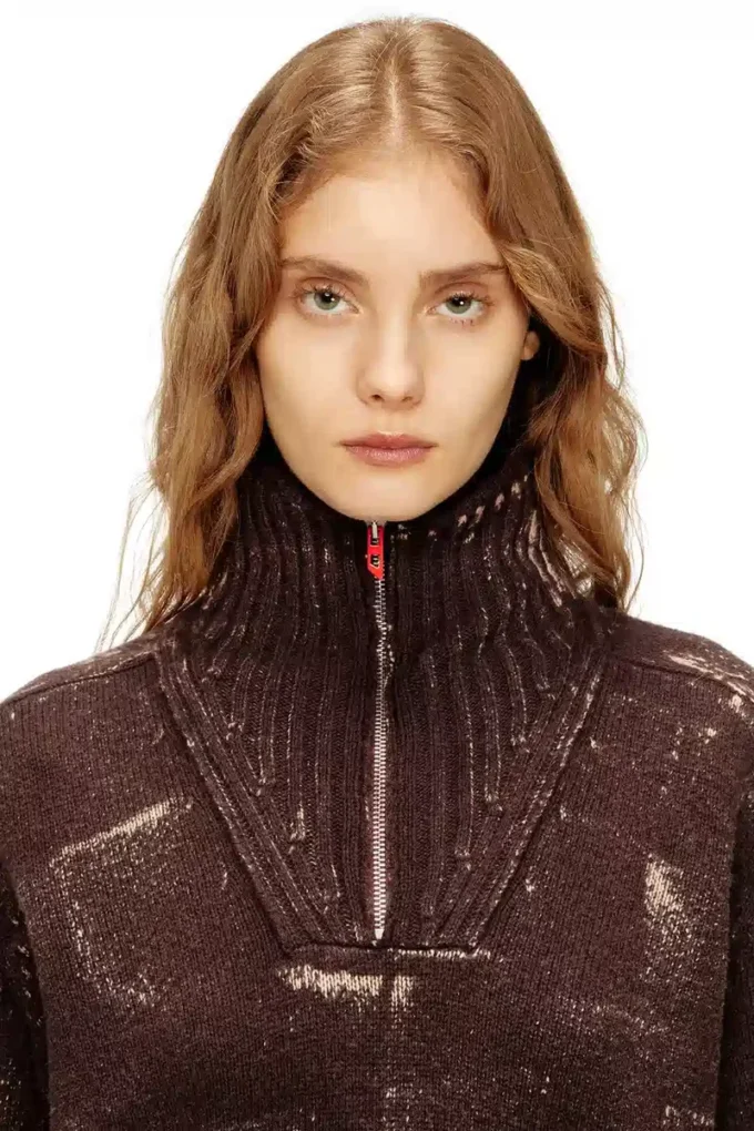 m-marcellette Half-zip jumper with distressed effect