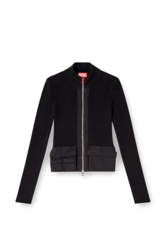 m-melissa Ribbed cardigan with cargo pockets