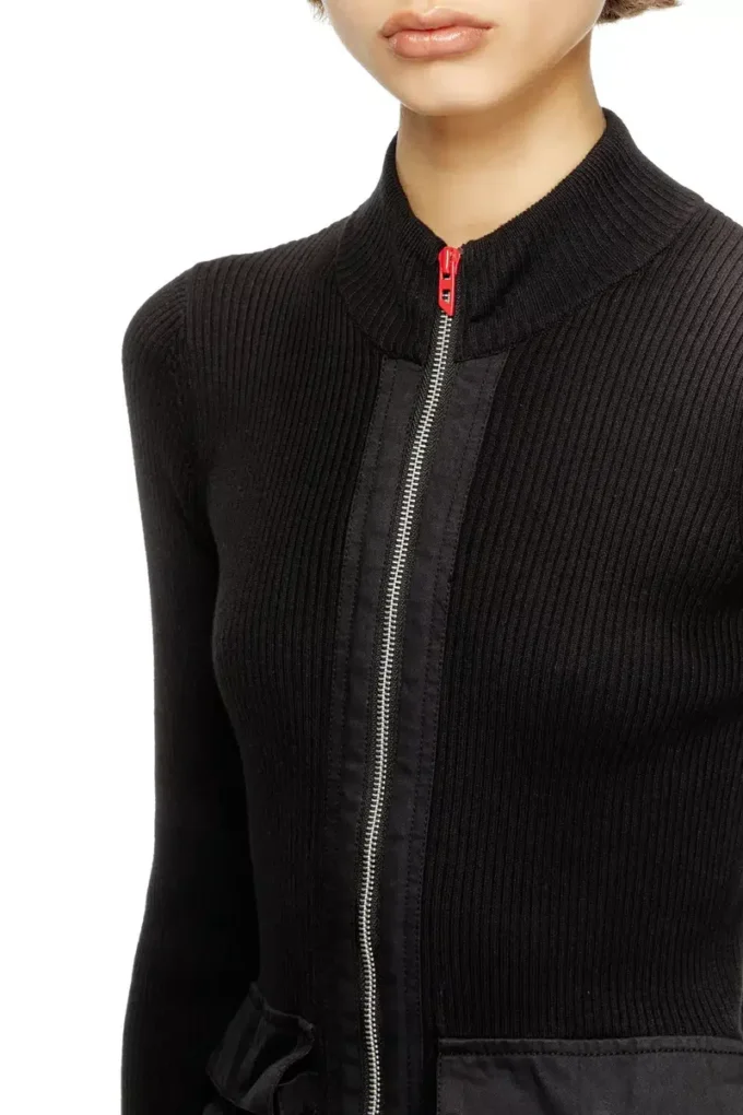 m-melissa Ribbed cardigan with cargo pockets