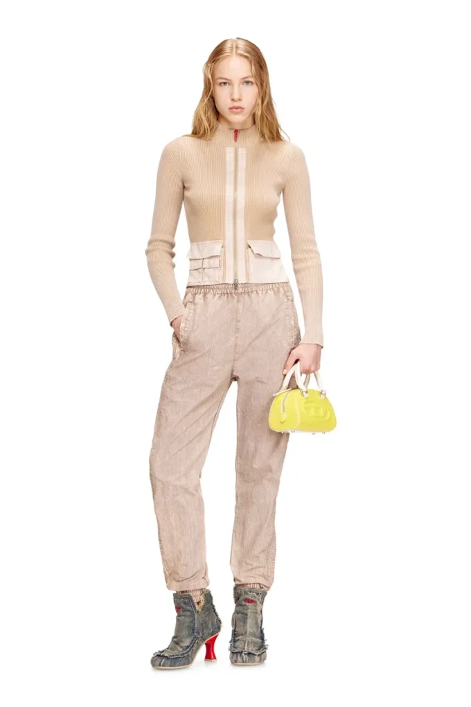 m-melissa Zip-up cardigan with denim cargo pockets
