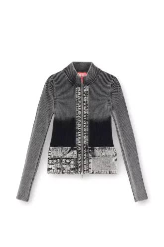 m-melissa Zip-up cardigan with denim cargo pockets