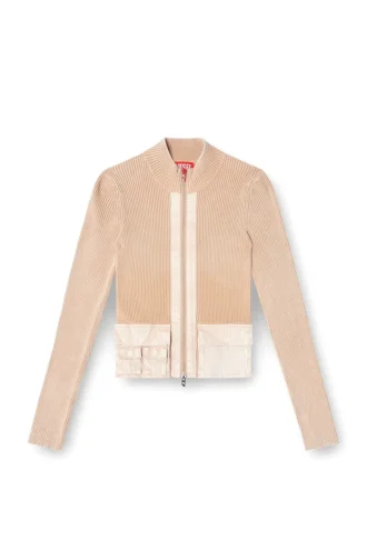 m-melissa Zip-up cardigan with denim cargo pockets