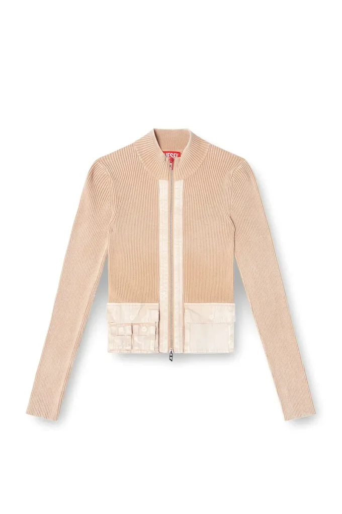 m-melissa Zip-up cardigan with denim cargo pockets
