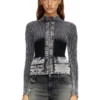 m-melissa Zip-up cardigan with denim cargo pockets