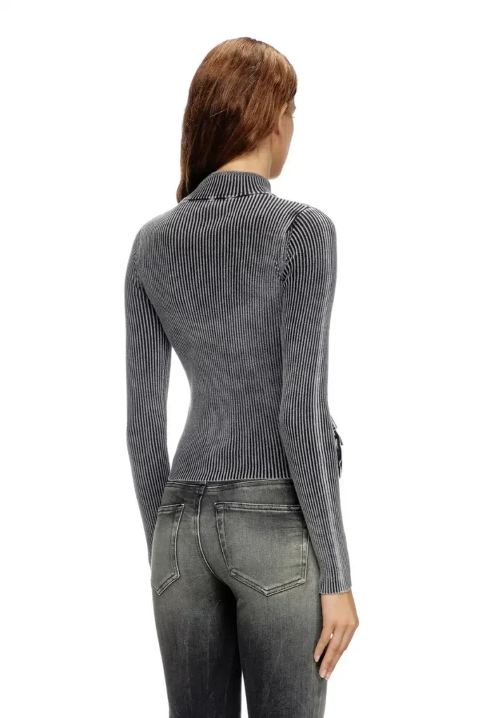 m-melissa Zip-up cardigan with denim cargo pockets