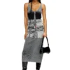 m-melly Knit tank top with denim cargo pockets
