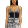 m-melly Knit tank top with denim cargo pockets