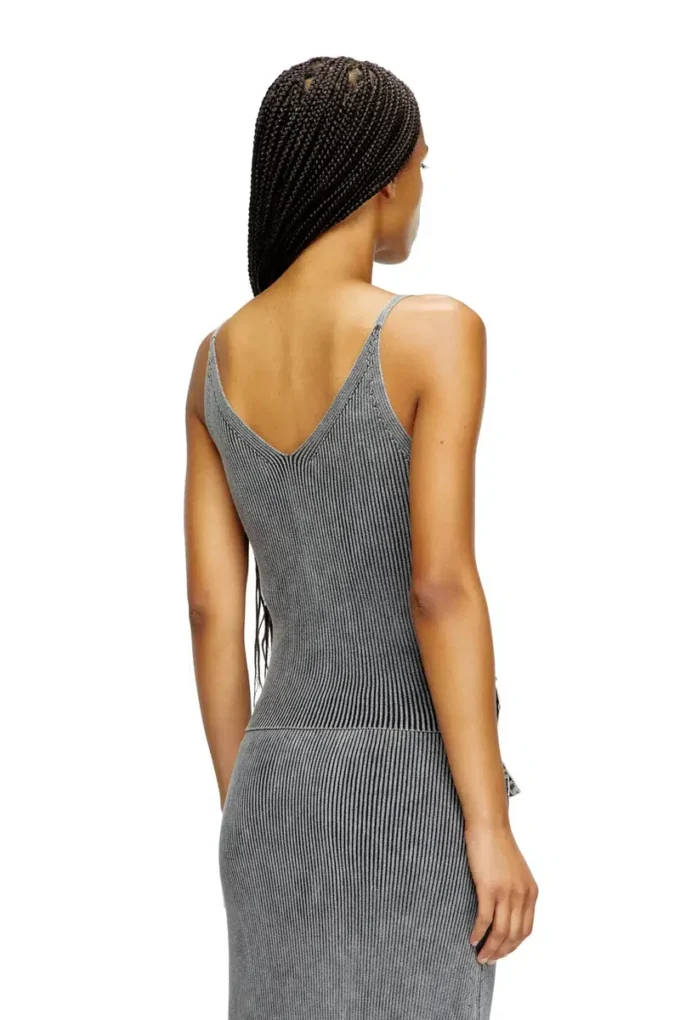 m-melly Knit tank top with denim cargo pockets