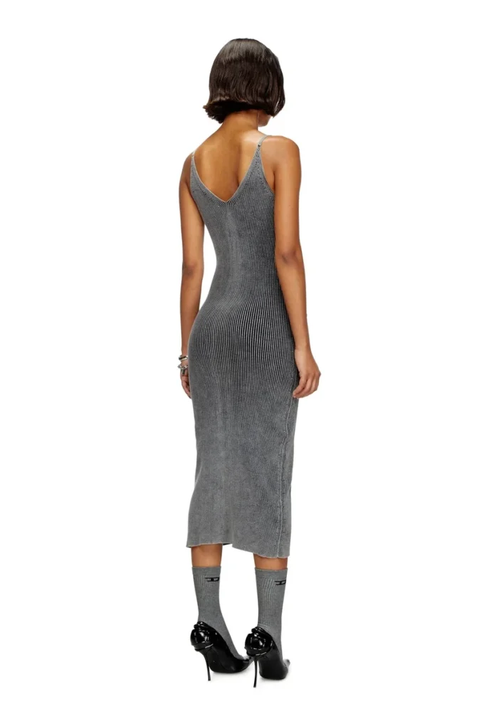 m-melti Knit midi dress with contrast pockets
