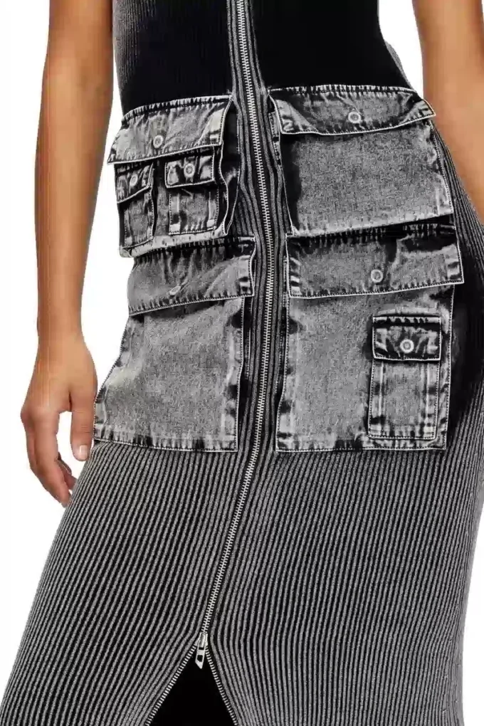m-melti Knit midi dress with contrast pockets