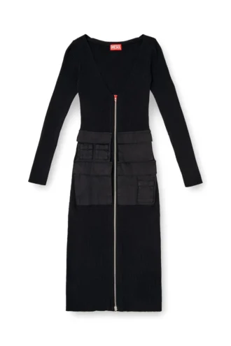 m-melti-ls Ribbed midi dress with cargo pockets