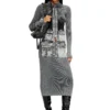 m-meryn Knit midi skirt with denim cargo pockets