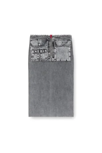 m-meryn Knit midi skirt with denim cargo pockets