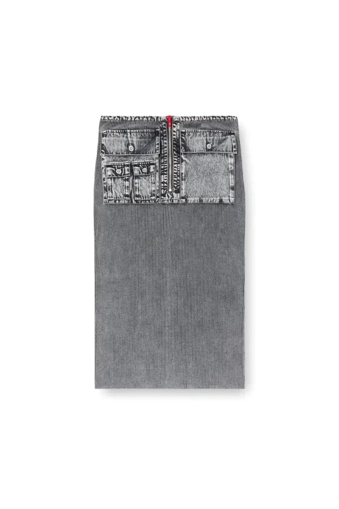 m-meryn Knit midi skirt with denim cargo pockets