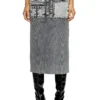 m-meryn Knit midi skirt with denim cargo pockets