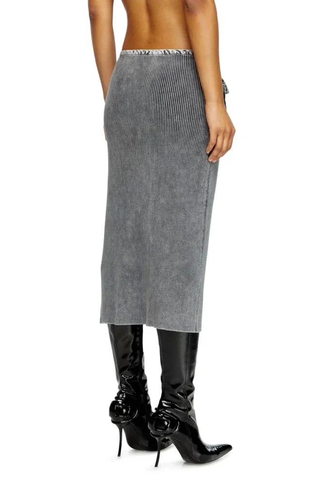 m-meryn Knit midi skirt with denim cargo pockets