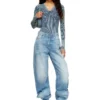m-milmo Denim-yarn jumper with shiny effect