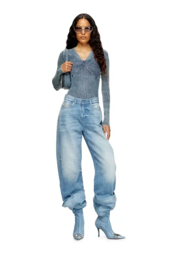 m-milmo Denim-yarn jumper with shiny effect