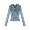 m-milmo Denim-yarn jumper with shiny effect