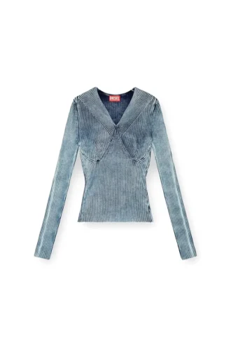 m-milmo Denim-yarn jumper with shiny effect