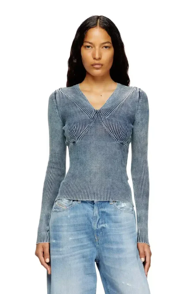 m-milmo Denim-yarn jumper with shiny effect