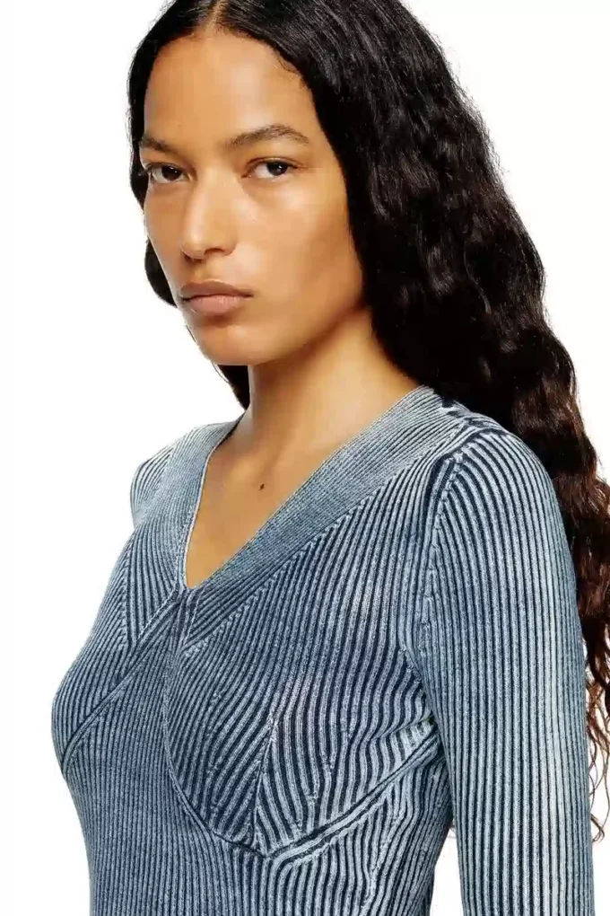 m-milmo Denim-yarn jumper with shiny effect
