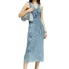 m-milong Denim-yarn midi dress with shiny effect
