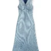 m-milong Denim-yarn midi dress with shiny effect