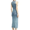 m-milong Denim-yarn midi dress with shiny effect