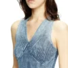 m-milong Denim-yarn midi dress with shiny effect