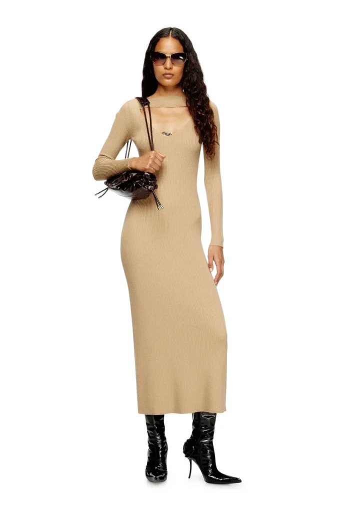 m-oloni Midi wool dress with inlay