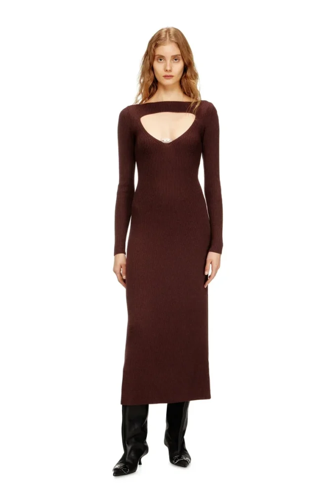 m-oloni Midi wool dress with inlay
