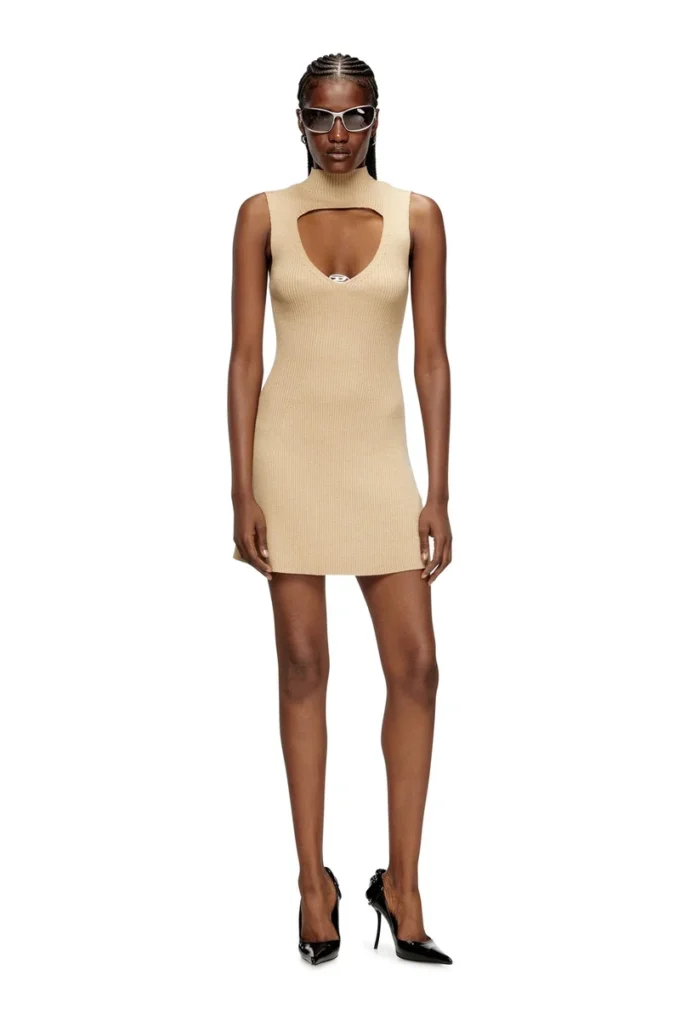 m-oloni-short Mini wool dress with inlay